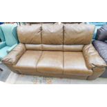 BROWN LEATHER 3 SEATER SETTEE