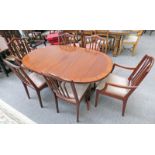 MAHOGANY EXTENDING DINING TABLE & SET OF 6 CHAIRS INCLUDING 2 ARMCHAIRS