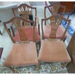 SET OF 8 EARLY 20TH CENTURY MAHOGANY DINING CHAIRS ON SQUARE SUPPORTS INCLUDING 2 ARMCHAIRS