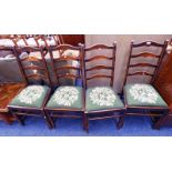 SET OF 4 LADDER BACK CHAIRS ON SQUARE SUPPORTS