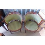 2 EARLY 20TH CENTURY MAHOGANY TUB CHAIRS ON REEDED SUPPORTS