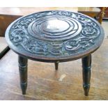19TH CENTURY STOOL WITH CARVED CIRCULAR TOP