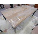 21ST CENTURY MARBLE TOPPED RECTANGULAR DINING TABLE ON SQUARE SUPPORTS 200CM LONG