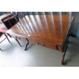 20TH CENTURY MAHOGANY DROP LEAF TABLE WITH 2 DRAWERS - HEIGHT 60CM