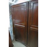 MAHOGANY HALL CUPBOARD WITH PANEL DOOR ON BRACKET SUPPORTS