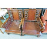 PAIR OF CHINESE HARDWOOD ARMCHAIRS