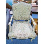 FRENCH ARMCHAIR WITH WHITE PAINTED DECORATION