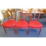 3 LATE 19TH CENTURY MAHOGANY HAND CHAIRS WITH DECORATIVE CARVING & TURNED SUPPORTS