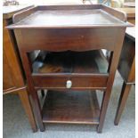 MAHOGANY GALLERY TOPPED CABINET WITH DRAWER - OVERALL HEIGHT 91CM
