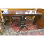 MAHOGANY TURNOVER TEA TABLE WITH ADJUSTABLE HEIGHT