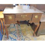 19TH CENTURY OAK LOW BOY WITH 3 DRAWERS & QUEEN ANNE SUPPORTS