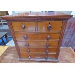 19TH CENTURY TABLETOP MAHOGANY CHEST OF 2 SHORT OVER 4 LONG DRAWERS ON PLINTH BASE