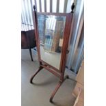 19TH CENTURY MAHOGANY CHEVAL MIRROR ON SPLAYED SUPPORTS