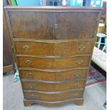 20TH CENTURY MAHOGANY CHEST WITH 2 PANEL DOORS OVER 5 DRAWERS