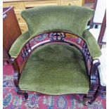 EARLY 20TH CENTURY MAHOGANY TUB CHAIR ON SHAPED SUPPORTS