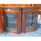 2 19TH CENTURY MAHOGANY CORNER CUPBOARDS