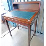 20TH CENTURY MAHOGANY CLERKS DESK ON 4 SQUARE SUPPORTS