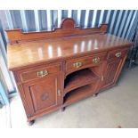 LATE 19TH CENTURY MAHOGANY CABINET WITH 3 FRIEZE DRAWERS OVER 2 PANEL DOORS - 167CM