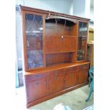 WALL UNIT WITH FALL FRONT & 2 GLASS DOORS WITH DRAWERS BELOW