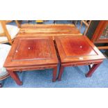 PAIR OF ORIENTAL SQUARE TOPPED TABLES 51 CMS