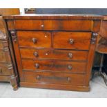 19TH CENTURY MAHOGANY CHEST WITH 1 LONG OVER 2 SHORT & 3 LONG DRAWERS ON PLINTH BASE