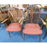 2 EARLY 20TH CENTURY ARMCHAIRS WITH TURNED SUPPORTS