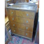 20TH CENTURY MAHOGANY CHEST OF 4 DRAWERS ON BRACKET SUPPORTS 121 CM TALL Condition