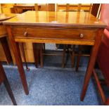 19TH CENTURY MAHOGANY TABLE WITH SINGLE DRAWER ON SQUARE TAPERED SUPPORTS Condition