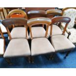 SET OF 5 19TH CENTURY MAHOGANY DINING CHAIRS ON TURNED SUPPORTS & 1 OTHER