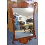 19TH CENTURY MAHOGANY MIRROR WITH SHAPED FRAME