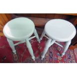 PAIR OF ARTS AND CRAFTS STYLE GREEN STOOLS