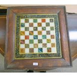 EARLY 20TH CENTURY OAK FRAMED GLASS CHESS BOARD - OVERALL SIZE 59 X 58 CM