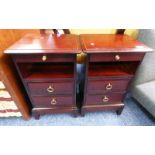 PAIR OF MAHOGANY STAG CABINETS WITH DRAWERS AND SLIDE