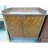 INLAID MAHOGANY CABINET WITH 2 PANEL DOORS ON SQUARE SUPPORTS 113CM TALL Condition