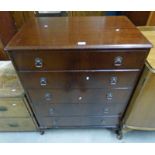 MAHOGANY CHEST OF 5 DRAWERS ON QUEEN ANNE SUPPORTS