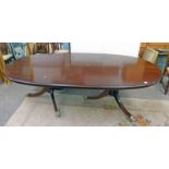 20TH CENTURY MAHOGANY OVAL TWIN PEDESTAL DINING TABLE - 245CM