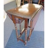 OAK GATELEG TABLE WITH BARLEY TWIST SUPPORTS