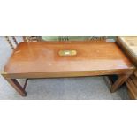 20TH CENTURY MAHOGANY BRASS BOUND TABLE - 107CM