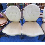 2 BUTTON BACK FAWN CHAIRS ON SQUARE TAPERED SUPPORTS