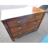 19TH CENTURY MAHOGANY CHEST OF 3 LONG DRAWERS - LENGTH 103CM