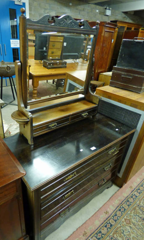 LATE 19TH CENTURY WALNUT DRESSING CHEST WITH 3 DRAWERS