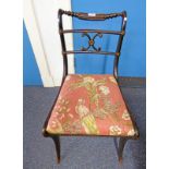 EARLY 19TH CENTURY HAND CHAIR WITH SABRE LEGS & BRASS DECORATION