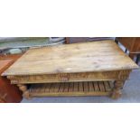 PINE TABLE WITH CARVED DECORATION - LENGTH 137CM