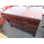 19TH CENTURY STYLE MAHOGANY CHEST OF 2 SHORT OVER 2 LONG DRAWERS ON BRACKET SUPPORTS 79 CM TALL