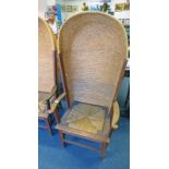 OAK ORKNEY CHAIR WITH FULL HOOD ON SQUARE TAPERED SUPPORTS 140 CMS Condition Report: