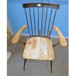 ARTS & CRAFTS STYLE ARMCHAIR WITH METAL BACK & LEGS
