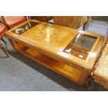 GLASS TOPPED COFFEE TABLE 140CM LONG Condition Report: Sun bleached.