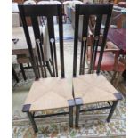SET OF 8 RENNIE MCINTOSH STYLE DINING CHAIRS WITH ROPEWORK SEATS