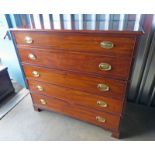 19TH CENTURY MAHOGANY CHEST OF DRAWERS WITH 4 LONG DRAWERS ON BRACKET SUPPORTS WITH BOX WOOD INLAY
