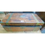 19TH CENTURY MAHOGANY BRASS BOUND CAMPAIGN DESK